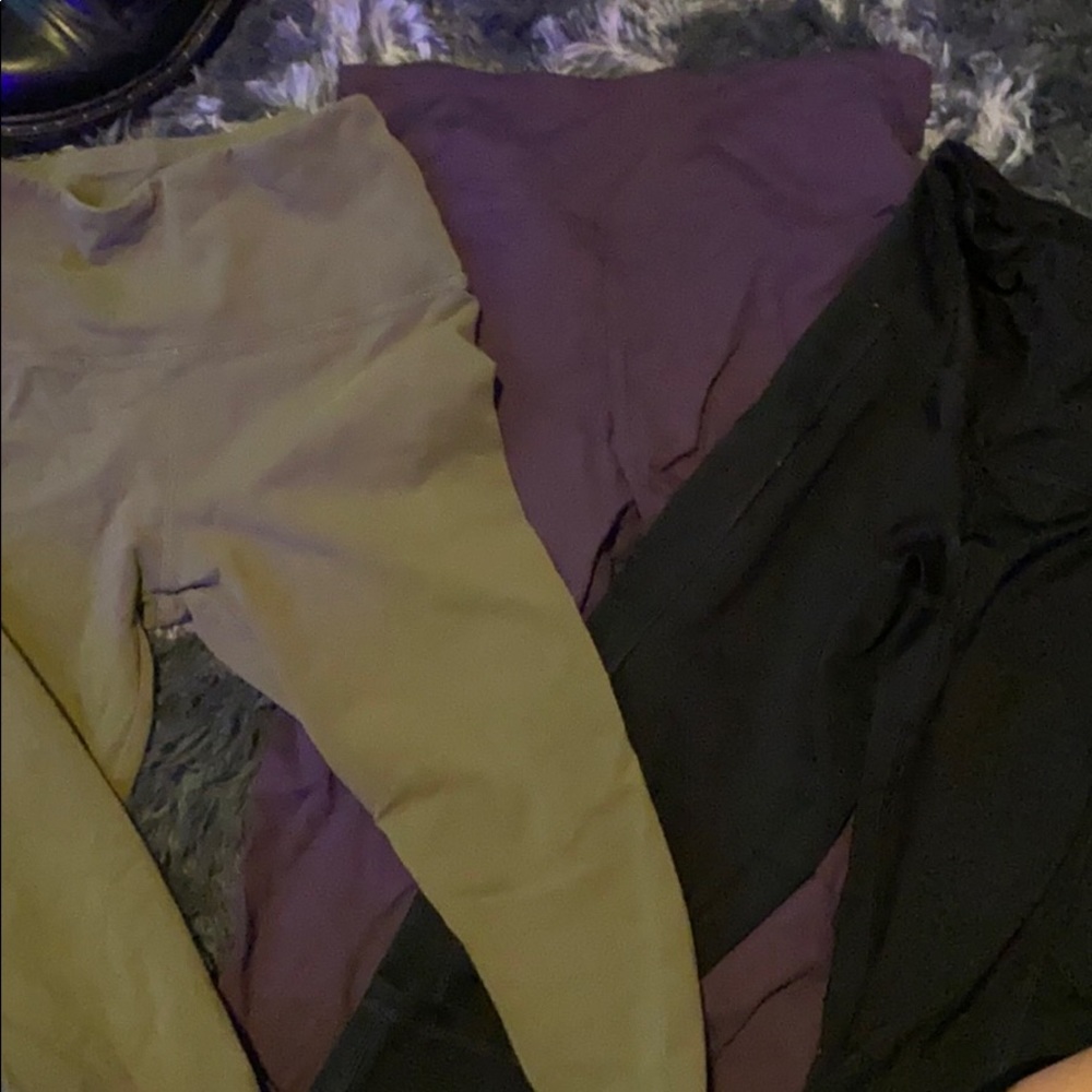 green, purple and black leggings